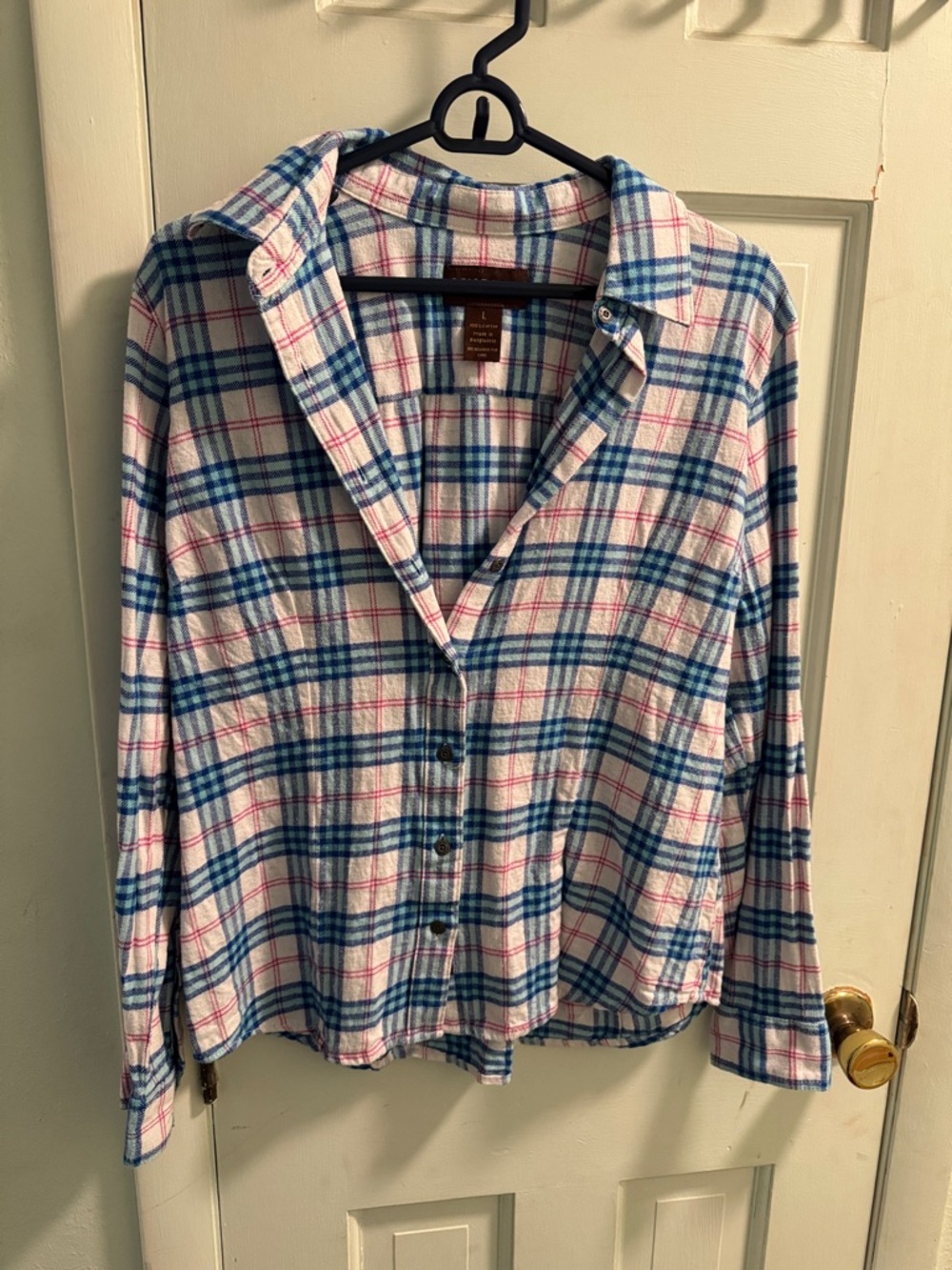 Plaid Button-Front Shirt - Blue & White